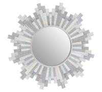 Interiors by Premier Sunburst Grey and White Wooden Wall Mirror Premier Housewares Grey One Size