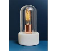 Interiors by Premier Table Lamp Lamonte Bell Marble White/Copper 24cm
