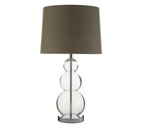 Premier Housewares Glass Ball /Metal Lamp Grey Fabric Shade Desk Lamp For Office / Study Chic and Contemporary Lamps For Desks / Bedroom / Living Room