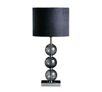 Orsina Black Suede Effect Shade Table Lamp, Chrome Base With Glass Orb Detail, 40W E14 Bulb Compatible, Ideal For