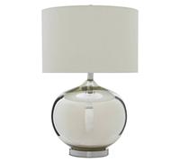 Interiors by Premier Table Lamp Naomi Glass Base Silver/White H:47cm