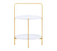 Interiors by Premier Trosa Side Table 2 Shelf with Handle White/Gold