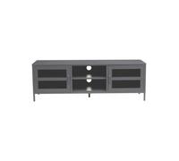 Industrial Two Door White Metal Media Unit, Classic Livingroom Media Unit, Versatile Shelving Media Unit Premier Housewares Grey One Size