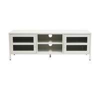 Industrial Two Door White Metal Media Unit, Classic Livingroom Media Unit, Versatile Shelving Media Unit Premier Housewares White One Size