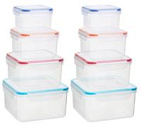 Interiors By Premier Versatile Set Of 8 Airtight Lid Food Containers, Airtight Lid Storge Containers, Assorted Coloured Container Interiors by Premier Clear One Size