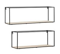 Interiors by Premier Wall Décor Brixton Rectangle Wood Shelves Black/Natural 2pcs