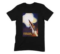 Interkosmos Soviet Space Race Propaganda Poster CCCP Communist Mens T-Shirt (3XL, Black)