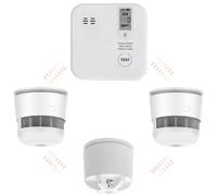 Interlinked Smoke Alarms, Wireless Interlinked Smoke,Heat and Carbon Monoxide Alarm Kit Compliant with Scotland & England Law (2 Smoke + 1 CO + 1 Heat Alarm) Fire Detectors Bundle for Home
