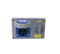 INTERLOCKED SWITCHED SOCKET WATERPROOF RATING IP67 16A 240v WALL MOUNTED 3PIN BLUE