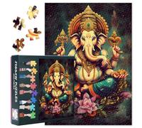 Interlocking 1000 Piece Jigsaw Puzzle Ganesha Indian Mythology Art Fade Resistant Colors Gift Quality 27.5x19.7 Inches