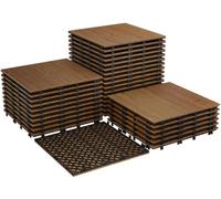 Interlocking Acacia Wood Deck Tiles, Waterproof Non-Slip Patio Flooring | 12x12 Inch, 22 Pack, Easy Installation, Indoor Outdoor, Balcony Pool Porch Garden, Drainage Base, All Weather