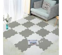 Interlocking Baby Play Mat 20pc Soft Foam Puzzle Tiles for Crawling, Nursery, Kids' Room, Yoga & Exercise, Safe & Comfortable Flooring (Grey/White)