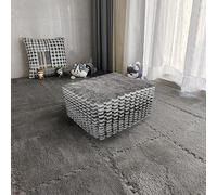 Interlocking Carpet Shaggy Soft EVA Foam Mats Fluffy Square Interlocking Carpet Tiles Protective Floor Tiles Exercise Play Mat for Children Kids Room Home Parlor Bedroom (Grey, 12 Pcs)