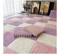 Interlocking Carpet Tiles 30pcs 12x12inch Square EVA Puzzle Play Mat Plush Foam Floor Tiles(White+Pink+Purple)