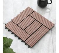 Interlocking Composite Decking Tiles Drainage Wood Plastic Interlocking Deck Tiles 11.8x11.8in Brown Grey Pack of 2-30 Pcs(Brown-a,20pcs)