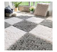 interlocking floor mats, 20 Pcs Shaggy Plush Interlocking Carpet Tiles,Puzzle Foam Floor Mat With Border,Fluffy Area Rug For Parlor,Bedroom,Home,12x12 Inch