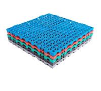 Interlocking Floor Tiles 30x30cm Non-Slip Soft PVC Drain Mats for Pool Deck Modular Rubber Cushion Tiles with Holes 6pcs Blue Flooring Solution