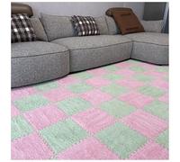 Interlocking Foam Carpet Tiles, Pack Of 10 Interlocking Puzzle Foam Carpet Tiles Multicolor 30x30 cm 0.4 inch(Light Green+Pink)