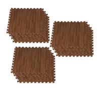Interlocking Foam Mats Soft | 12Pcs Eva Exercise Mat | Rubber Matting Non-Slip for Gym | Dark Wood Thick Yoga Mat | Exercise Mat for Home, Gym, Or Office | Gym Floor Mat for Screeching, Yoga, & More