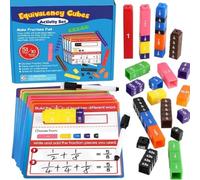 Interlocking Fraction Cubes Activity Set, Elementary School Math Manipulatives, For Classroom