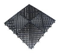 Interlocking Garage Flooring Tiles, Vented Modular Tile For Showroom / Detailing - Black