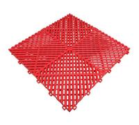 Interlocking Garage Flooring Tiles, Vented Modular Tile For Showroom / Detailing - Red