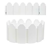 Interlocking Garden Edging Plastic Picket Effect - Ideal for Paths, Lawns, Flowerbeds, Trees, Shrubs and Borders - Reduces Weed Transfer - Built in Secure Pegs (Pack of 8, White)