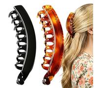 Interlocking Hair Combs - Vertical Ponytail Claws, Dense Teeth Updo Grip, Textured Interior Border, Holding Thick Heavy Strands Firmly, Home Daily Casual Styling, Two Pack Matte Tortoise