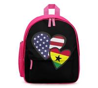 Interlocking Hearts U.S.A. Ghana Flag Small Backpack Cute Mini Shoulder Bag 12.6 × 9.4 × 5.9 Inches Daypack
