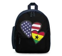 Interlocking Hearts U.S.A. Ghana Flag Small Backpack Cute Mini Shoulder Bag 12.6 × 9.4 × 5.9 Inches Daypack