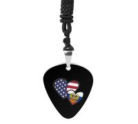 Interlocking Hearts U.S.A. Russian Flag Fashion Guitar Picks Necklace Music Jewellery Personalized Pendant