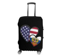 Interlocking Hearts U.S.A. Russian Flag Suitcase Cover Elastic Luggage Covers Protectors Anti-Scratch Travel Essentials