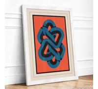 Interlocking Knot Geometric Framed Wall Art Print A1 White