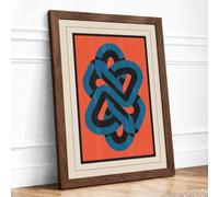 Interlocking Knot Geometric Framed Wall Art Print A2 Walnut