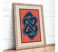 Interlocking Knot Geometric Framed Wall Art Print A4 Oak