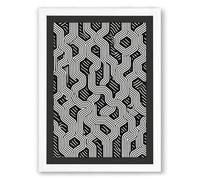 Interlocking Optical Flow Geometric Framed Wall Art Print A3 (42×29.7cm) White, Wall Decor for Living Room, Bedroom, Office & Home, Ready to Hang, Art Gift