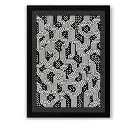 Interlocking Optical Flow Geometric Framed Wall Art Print A4 (29.7×21cm) Black, Wall Decor for Living Room, Bedroom, Office & Home, Ready to Hang, Art Gift
