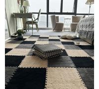 Interlocking Play Mats 30x30cm Multicolor Pack Of 32,Carpet Foam Squares(Grey+black+apricot)