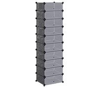vidaXL Interlocking Shoe Organiser with 10 Compartments Black Footwear Rack