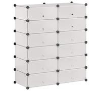 Interlocking Shoe Organiser with 12 Compartments White Footwear Rack vidaXL