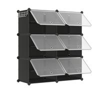 Interlocking Shoe Rack, Black with Wood Grain