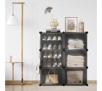 Interlocking Shoe Rack, Plastic Shoe Storage Cabinet, 12-Slot Modular Storage Unit