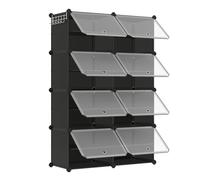 Interlocking Shoe Rack, Plastic Shoe Storage Cabinet, Black