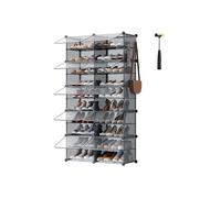 Interlocking Shoe Rack, Plastic Shoe Storage Cabinet, Slate Grey