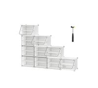 Interlocking Shoe Rack, Plastic Shoe Storage Cabinet, White