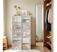 Interlocking Shoe Rack, Plastic Shoe Storage Cabinet, White