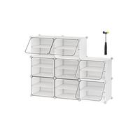 Interlocking Shoe Rack, Plastic Shoe Storage Cabinet, White