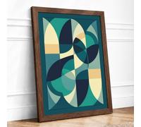 Interlocking Symmetry Mid-Century Framed Wall Art Print A1 (84.1×59.4cm) Walnut, Wall Decor for Living Room, Bedroom, Office & Home, Ready to Hang, Art Gift