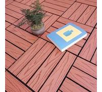 Interlocking Wood-Plastic Composite Floor Tiles, Snap-On Installation, Embossed Anti-Slip Pattern, Waterproof for Outdoor Balcony Decking