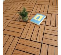 Interlocking Wood-Plastic Deck Tiles for Outdoor Balcony, Snap-On Design with Embossed Pattern